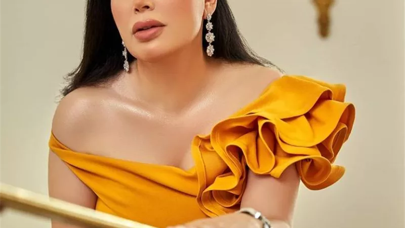 بالأصفر .. إطلالة أنيقة للفنانة عبير صبري (صور)