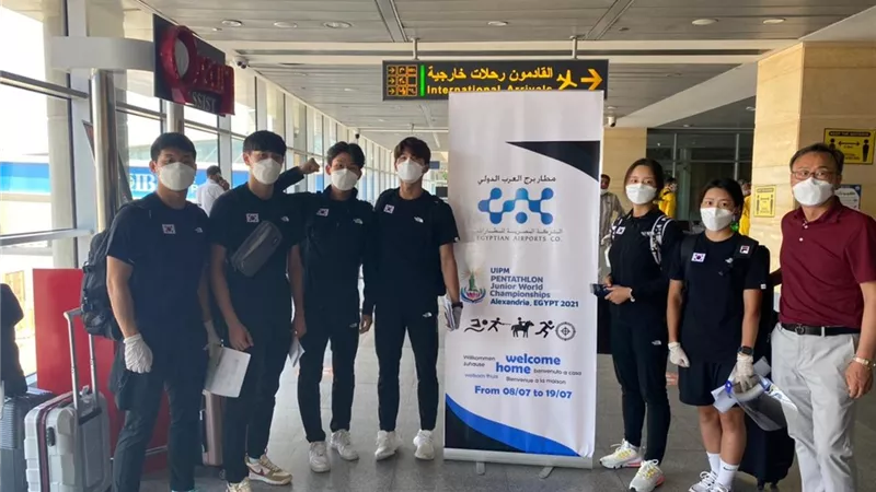 مطار برج العرب يستقبل الفرق المشاركة فى بطولة الخماسي الحديث للناشئين