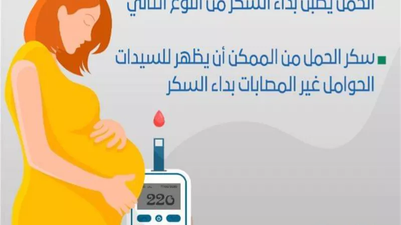 ٥ معلومات عن سكر الحمل وطرق الوقاية.. انفوجراف