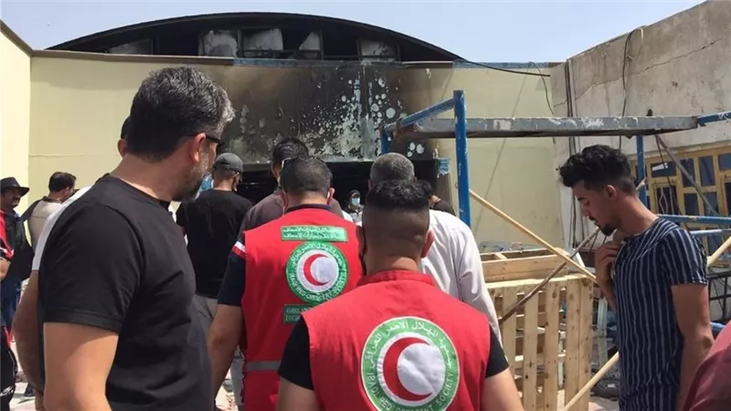 الهلال الأحمر العراقي: نواجه صعوبة في البحث عن جثث ضحايا حريق مستشفى الحسين