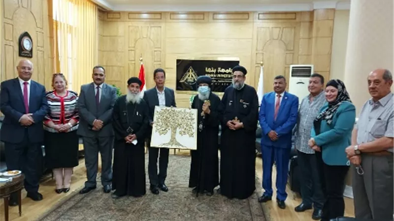 القائم بأعمال رئيس جامعة بنها يستقبل وفدا من الكنيسة القبطية الأرثوذكسية