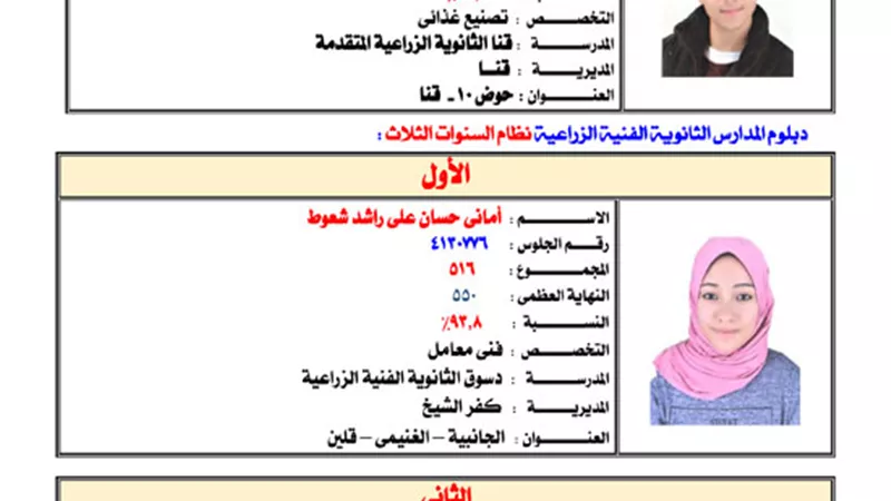 الجمهورية اون لاين تنشر صور أوائل الدبلومات الفنيه
