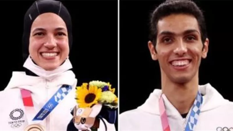 وصول هداية ملاك وسيف عيسى إلى القاهرة بعد الحصول على برونزيتين فى التايكوندو