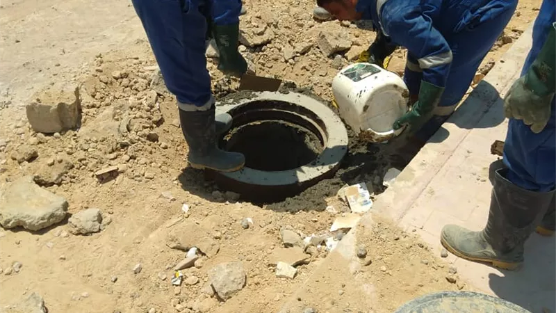 تطهير بلوعات الصرف الصحي تمهيدا لتشغيله بالحمام