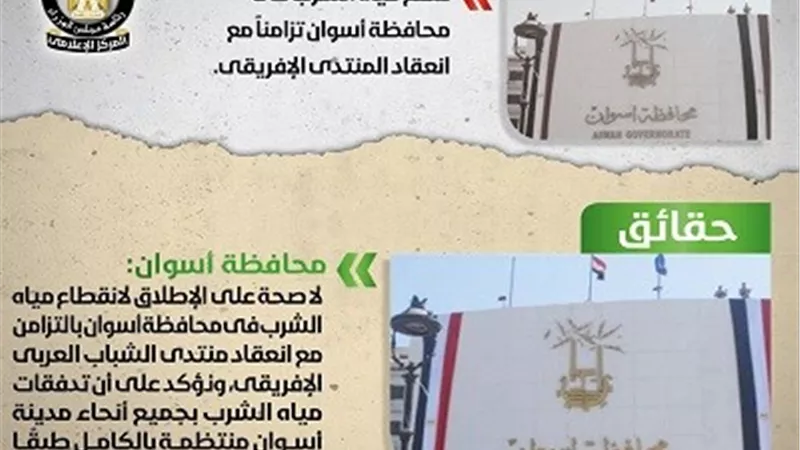 الحكومة تنفى قطع مياه الشرب فى أسوان