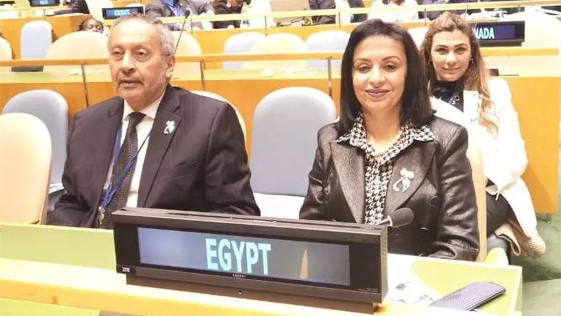 مايا مرسى تلقى كلمة مصر خلال الدورة 63 للجنة وضع المرأة بالأمم المتحدة