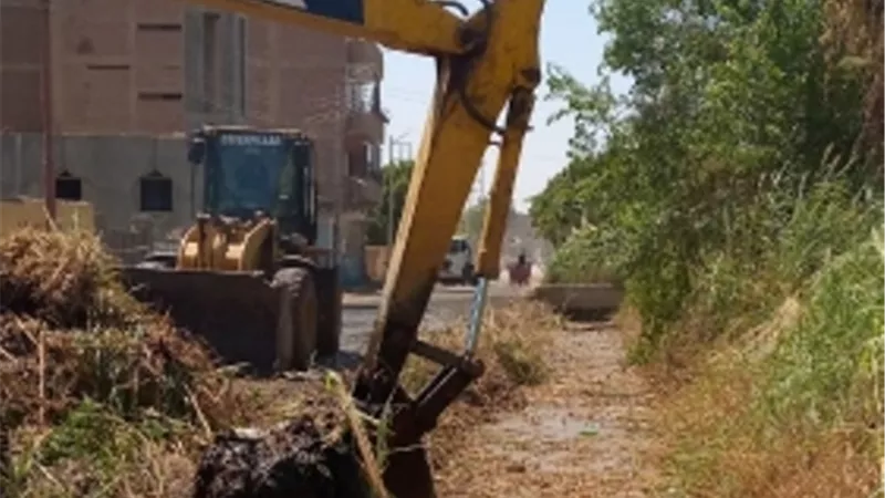 تطهير مسقى الإصلاح الزراعى بأرمنت جنوب غرب الأقصر