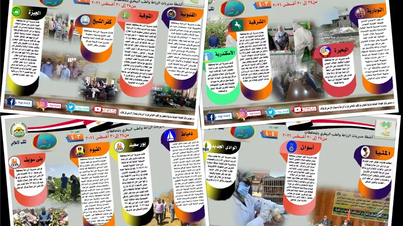 تعرف على أنشطة وجهود مديريات الزراعة والطب البيطري .. انفوجراف