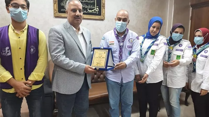 وكيل الشباب والرياضة بالقليوبية يستقبل كشافة صنافير