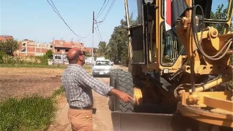 زرع أعمدة إنارة وتهيئة الطريق المؤدي لقرية الحواط بمركز منيا القمح