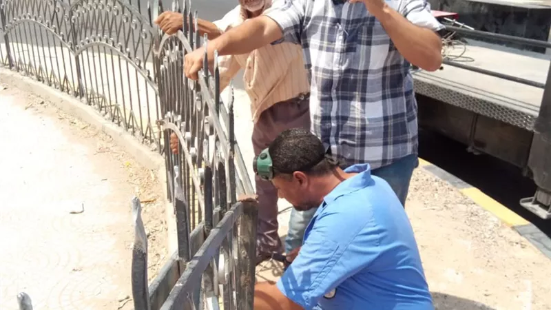 استمرار أعمال صيانة الأسوار وقص وتهذيب الأشجار بالميادين العامة بمدينة سفاجا