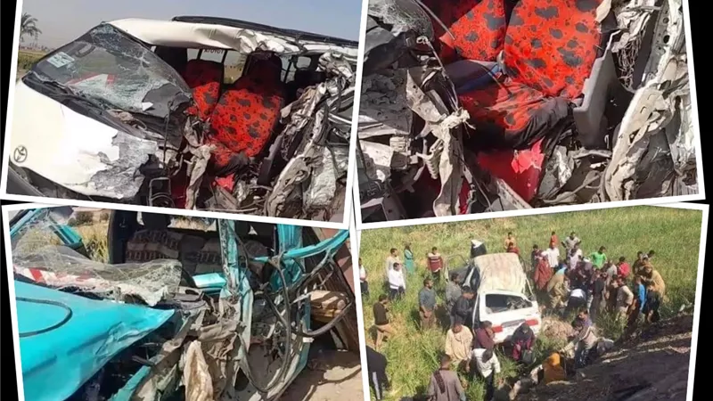 مصرع 2 وإصابة ١١ اخرين في حادث تصادم باسيوط