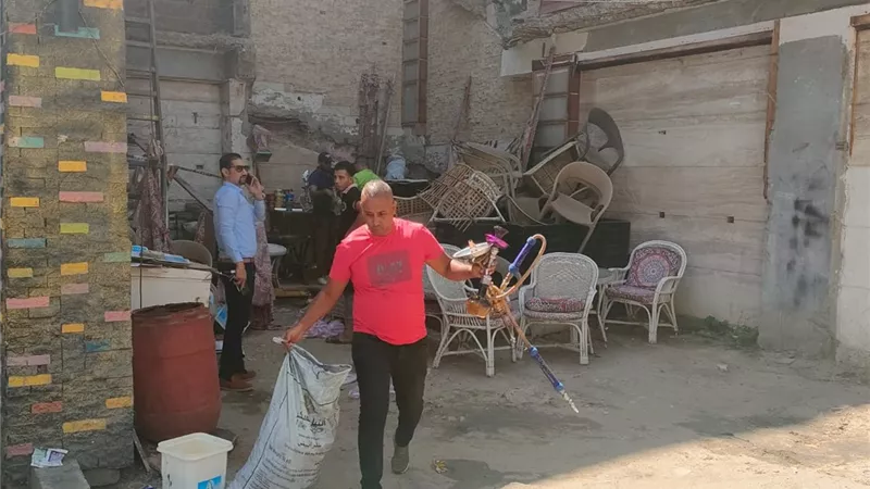 رفع ٦٥ حالة اشغال وضبط مقاهي تقدم الشيشه بشمال الجيزه