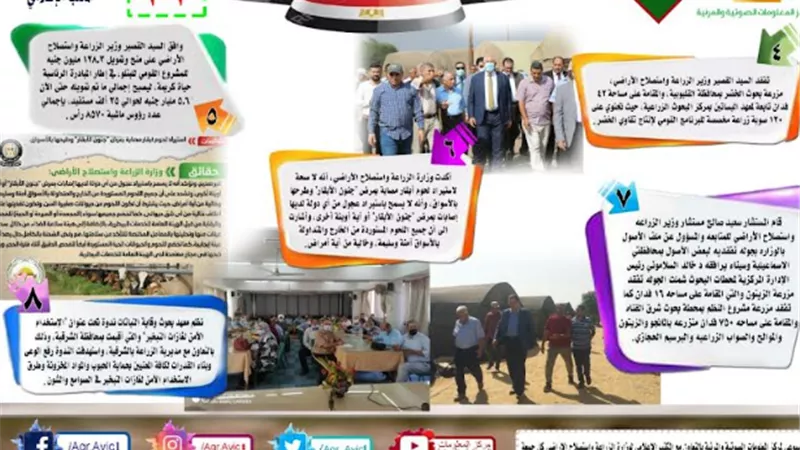 الانفوجراف الاسبوعى لأنشطة الزراعة فى سبتمبر