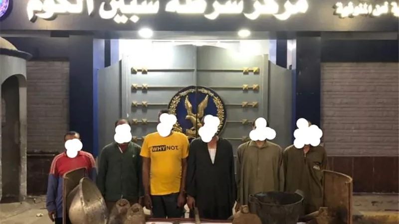 القبض على ٦ أشخاص بتهمة التنقيب عن الآثار بشبين الكوم