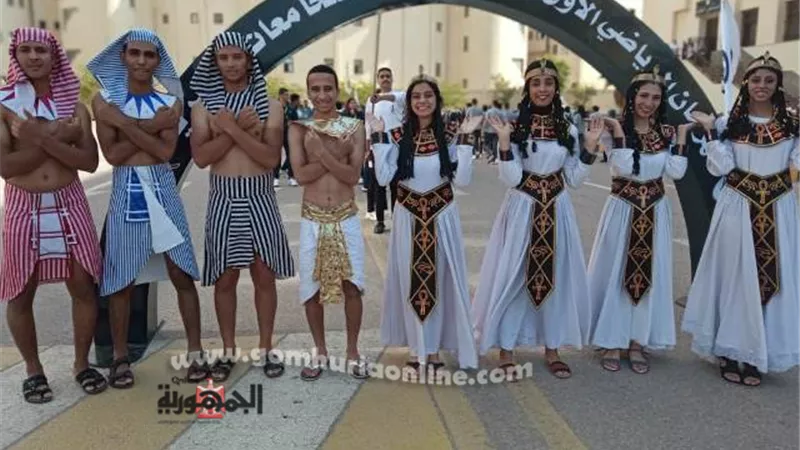 بالزي الفرعونى.. طلاب جامعة الأقصر يشاركون في المهرجان الرياضي الأول للأسر الطلابية للجامعات المصرية