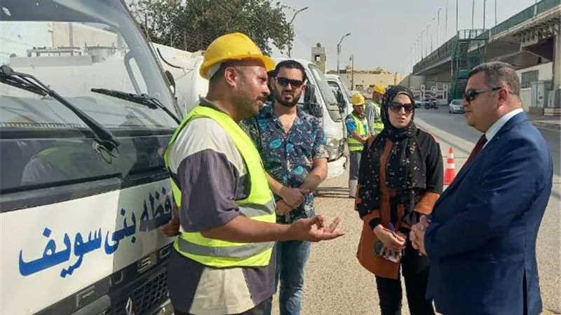 تجربة اصطفاف معدات الكسح استعدادا لموسم الشتاء ببنى سويف