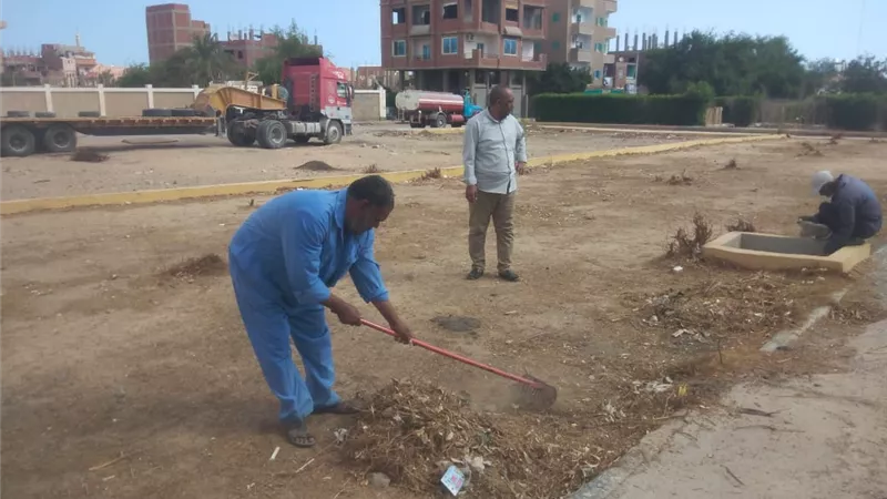 زراعة طريق سفاجا - قنا بالأشجاروالنخيل ضمن حملات التجميل