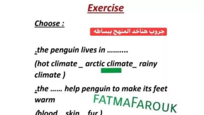 اسئلة ساينس بالاجابة للصف الرابع الابتدائى