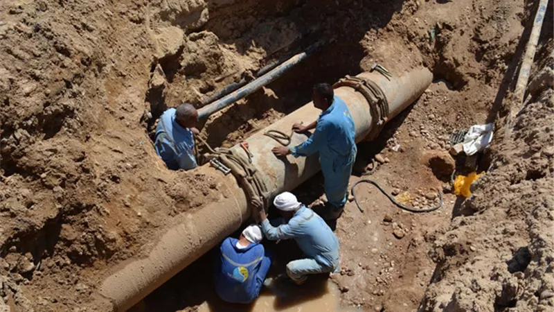 مياه أسيوط: اصلاح كسر خط طرد أبوخرص ــ مركز أبوتيج دون قطع المياه