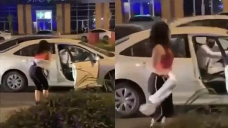 فتاة ترقص في أحد شوارع الرياض ليلا بشكل فاضح
