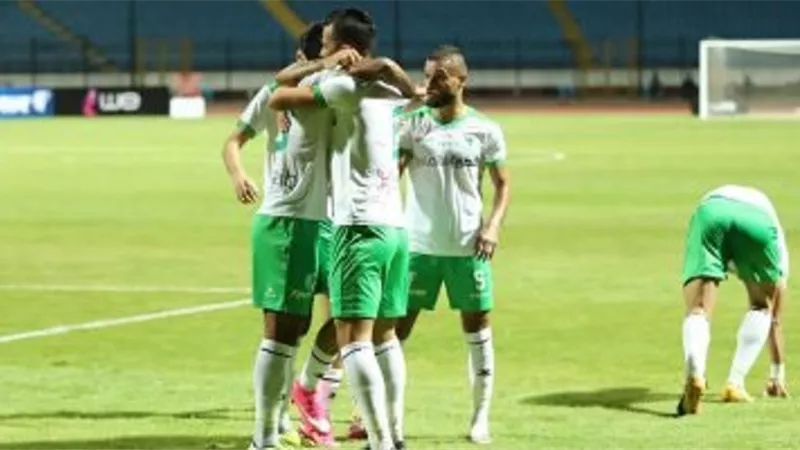 المصرى متقدما بهدف على ريفرز يونايتد فى الشوط الأول.. شاهد