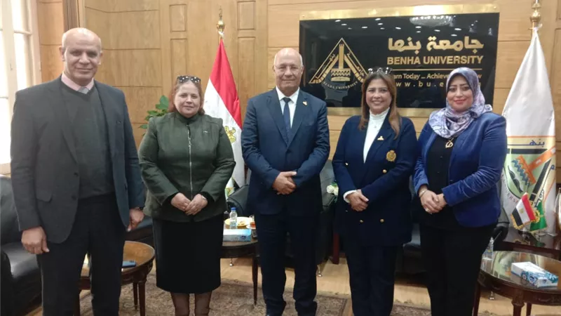 رئيس جامعة بنها يستقبل وكيل لجنة التعليم بمجلس الشيوخ