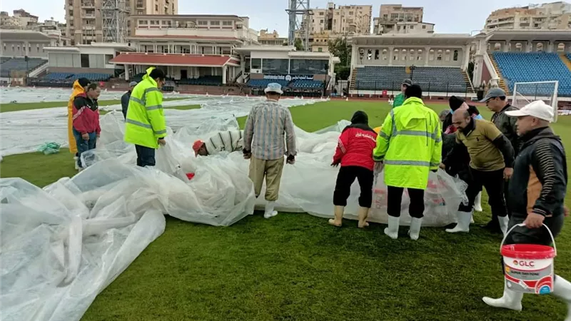 مجهودات مكثفه بستاد الاسكندريه قبل مباراه الاتحاد وسيراميكا