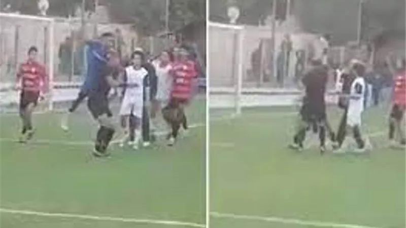 لاعب يعتدي على حكم مباراة أشهر له بطاقة صفراء