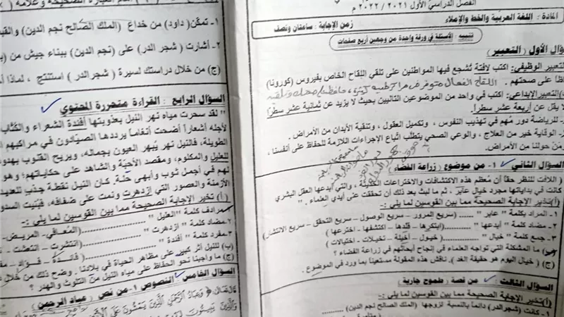 لا شكاوى من امتحان اللغة العربية في إعدادية الإسماعيلية ..صور