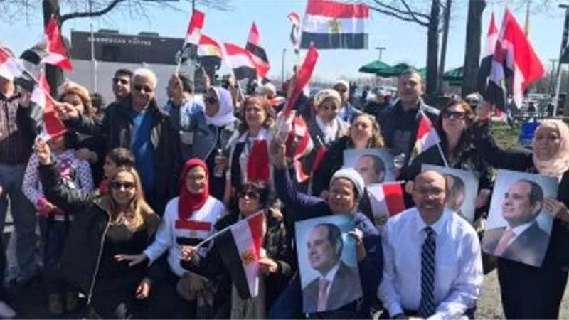 وقفة حاشدة للجالية المصرية بامريكا دعما لمصر والسيسى