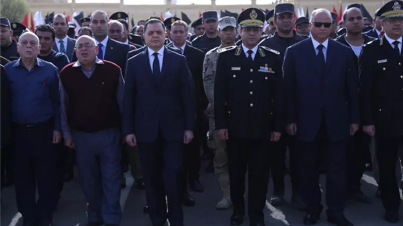 وزير الداخليه يتقدم الجنازة العسكرية للشهيد الرائد ماجد عبد الرازق