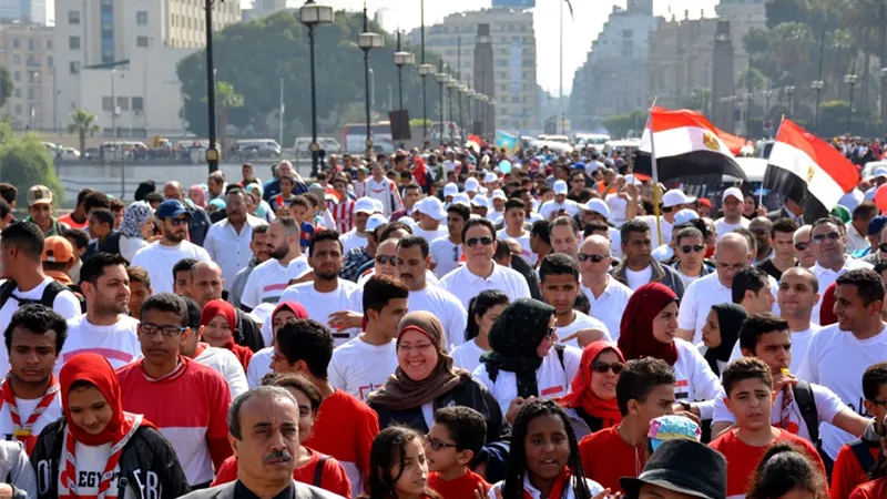 10ألاف شاب وفتاة من مراكز الشباب فى ماراثون مشى بالعاصمه للاستفتاء على التعديلات الدستورية