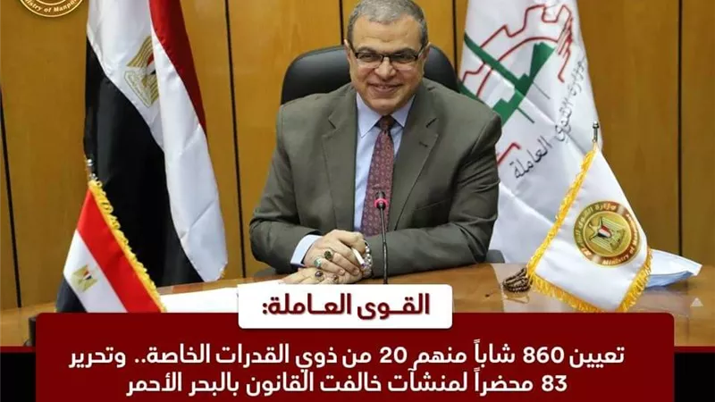 القوى العاملة : تعيين 860 شاباً منهم 20 من ذوي القدرات الخاصة