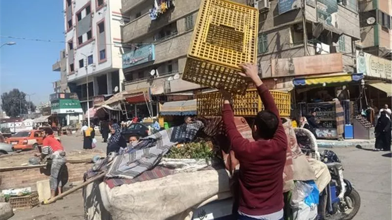 بؤرة عشوائية ..رفع إشغالات سوق الجمعة في الإسماعيلية..صور