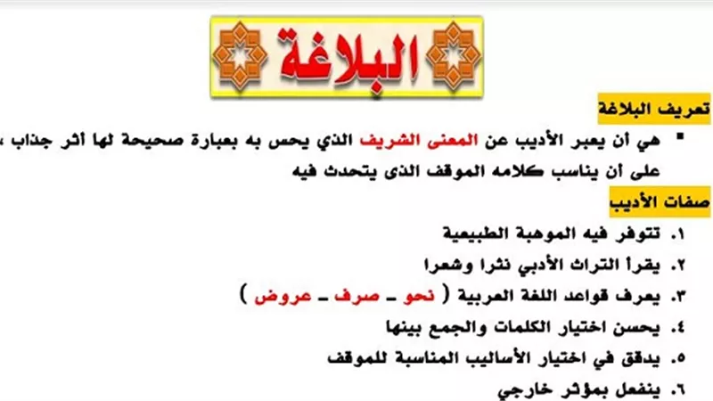 مراجهة نهائية على البلاغة للثانوية العامة