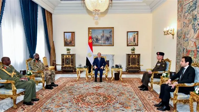 الرئيس السيسي يستقبل قائد القوات البرية الأوغندية بحضور وزير الدفاع
