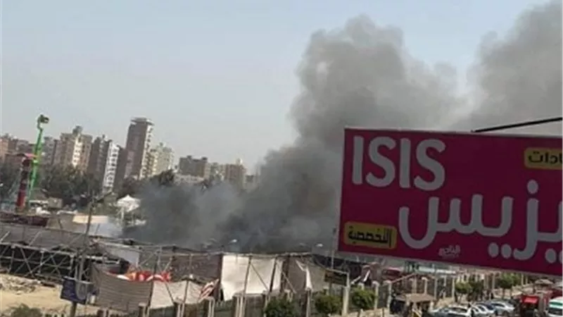 اندلاع حريق هائل بخيمة رمضانية بنادي الحوار في المنصورة