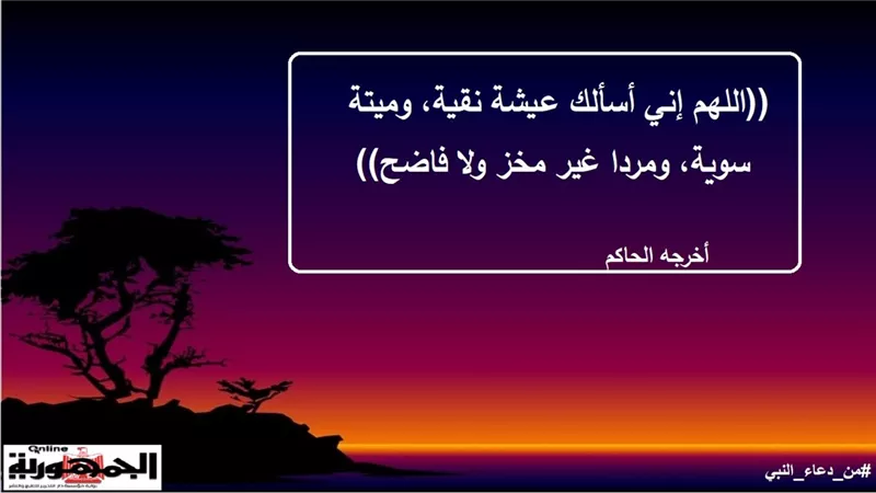 اللهم إني أسألك عيشة نقية وميتة سوية ومردا غير مخز ولا فاضح
