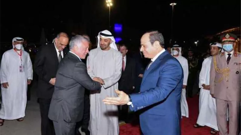 الرئيس السيسى يودع ملك الأردن وولى عهد أبوظبى بعد زيارتهما لمصر