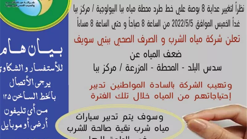 ضعف مياه الشرب بقرية سدس بمركز ببا