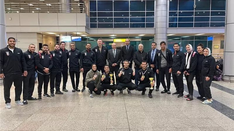 استقبال رسمي لبعثة الجودو بمطار القاهرة بعد الفوز بـ4 ميداليات في كأس أوروبا