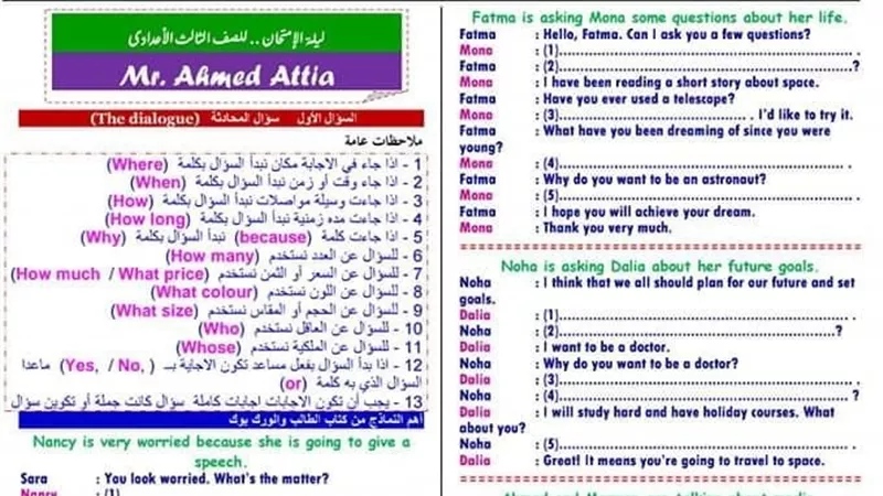 روشتة التفوق فى اللغة الانجليزية للشهادة الاعدادية