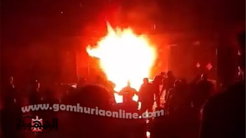 نشوب حريق هائل بمحل لبيع البنزين والسولار بطوخ