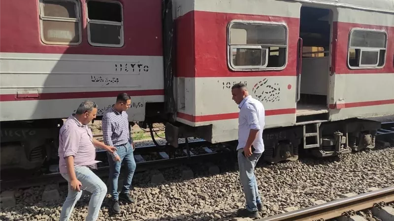 خروج قطار عن القضبان بمحطة بلقاس في الدقهلية