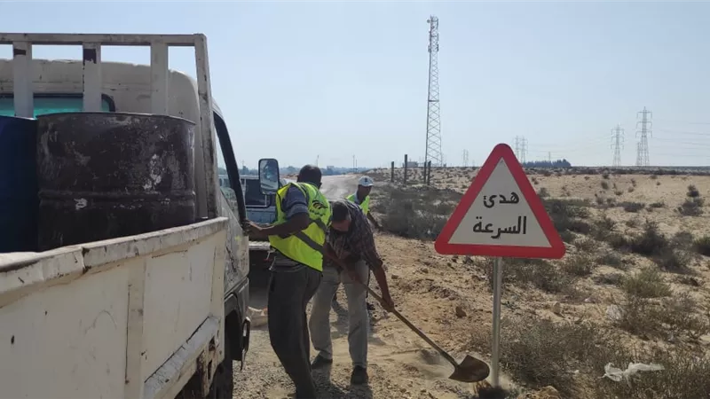 بدء عمليات رفع كفاءة طريق العريش / القنطرة
