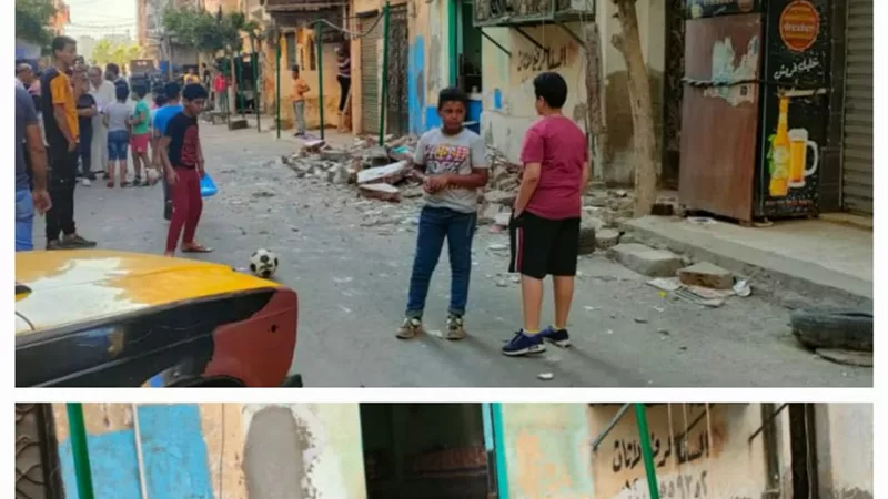 انهيار بعقار بالجمرك صدر له قرار ترميم من٣٤سنه