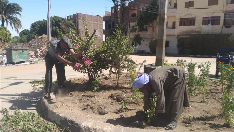 إزالة حالة تعدى بالبناء وحملات نظافة وتشجير بقرى مركز الزينية شمال الأقصر