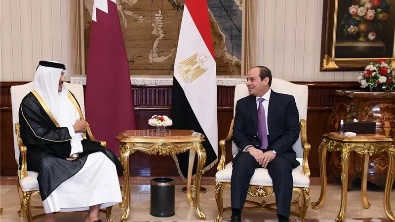 الرئيس السيسى يستقبل أمير قطر بقصر الاتحادية