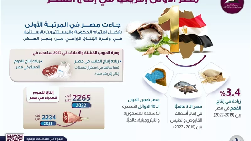 معلومات الوزراء : مصر الأولى إفريقيًّا في إنتاج السكر
